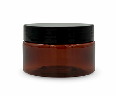 POTE PET AMBAR 100ml RECICLADO CON TAPA NEGRA